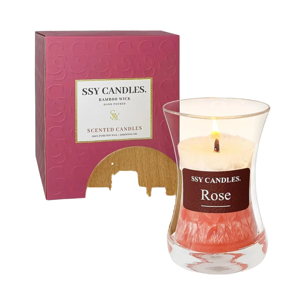 Luxury Rose Soy Candle – Wooden Wick Edition
