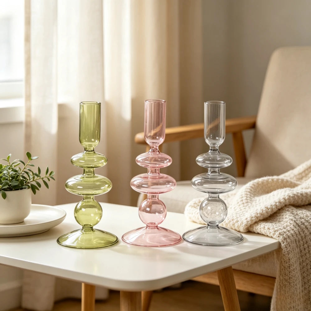 Handmade Glass Taper Candle Holder