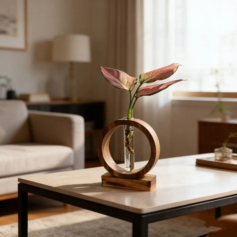 Scandinavian Wooden & Glass Vase “Nora”