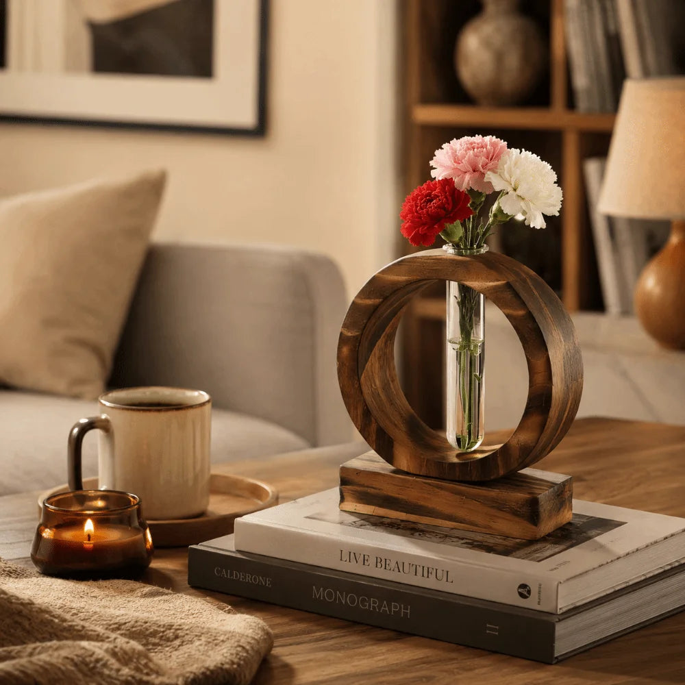 Scandinavian Wooden & Glass Vase “Nora”