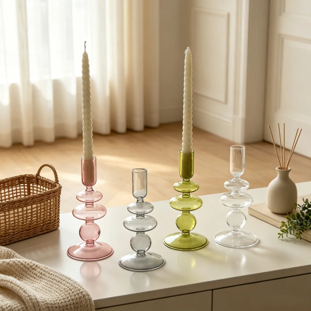 Handmade Glass Taper Candle Holder