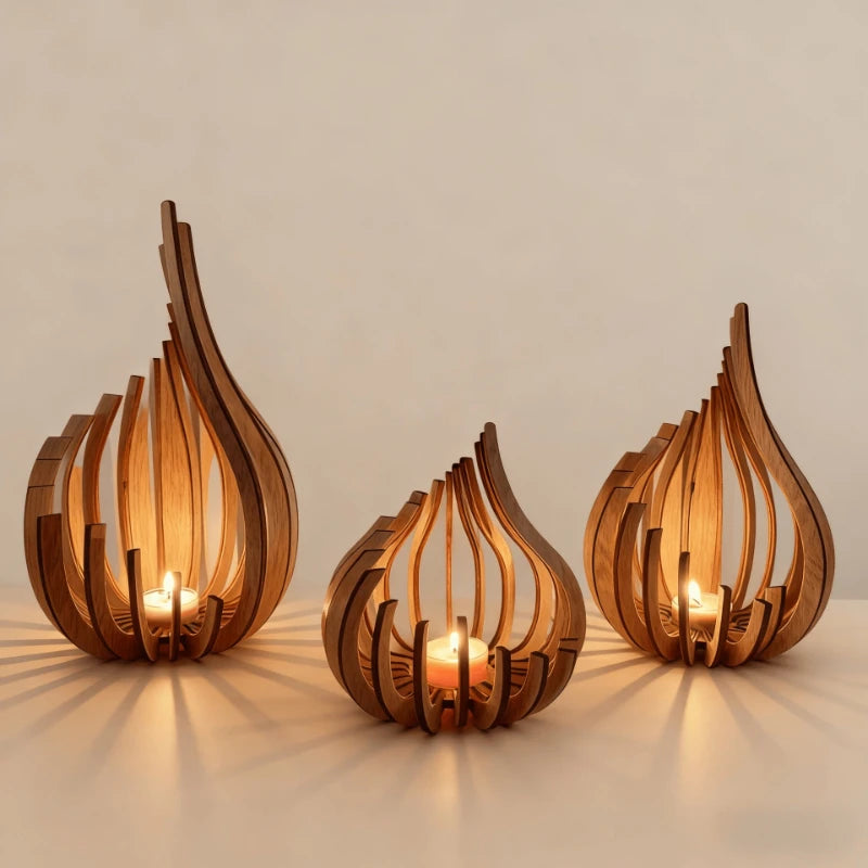 Artistic Wooden Candle Holder