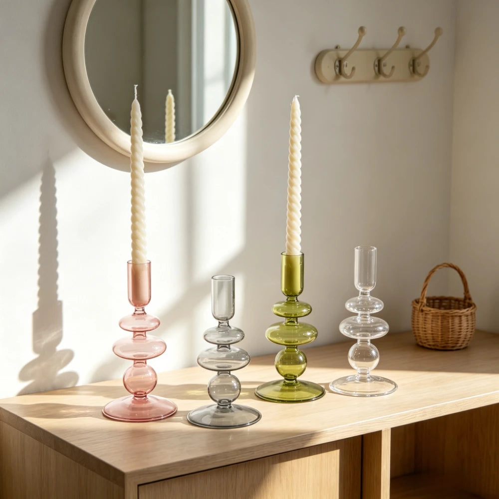 Handmade Glass Taper Candle Holder