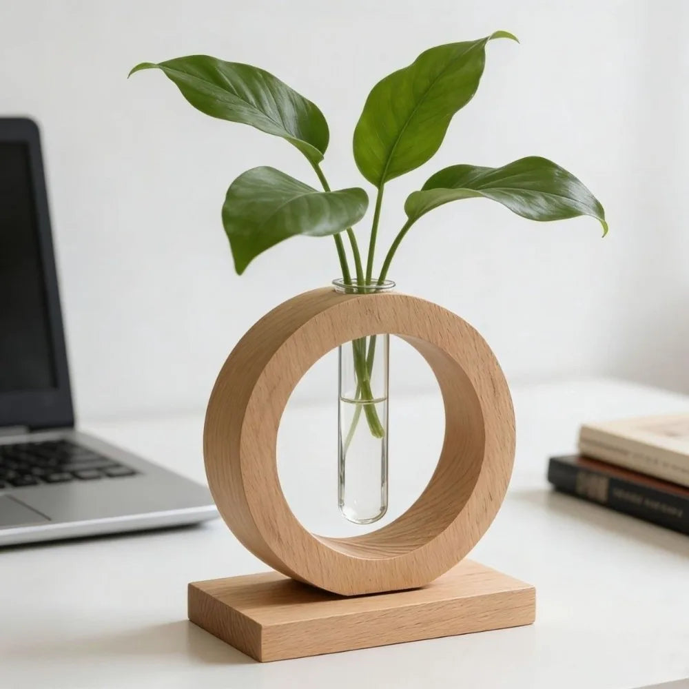 Scandinavian Wooden & Glass Vase “Nora”