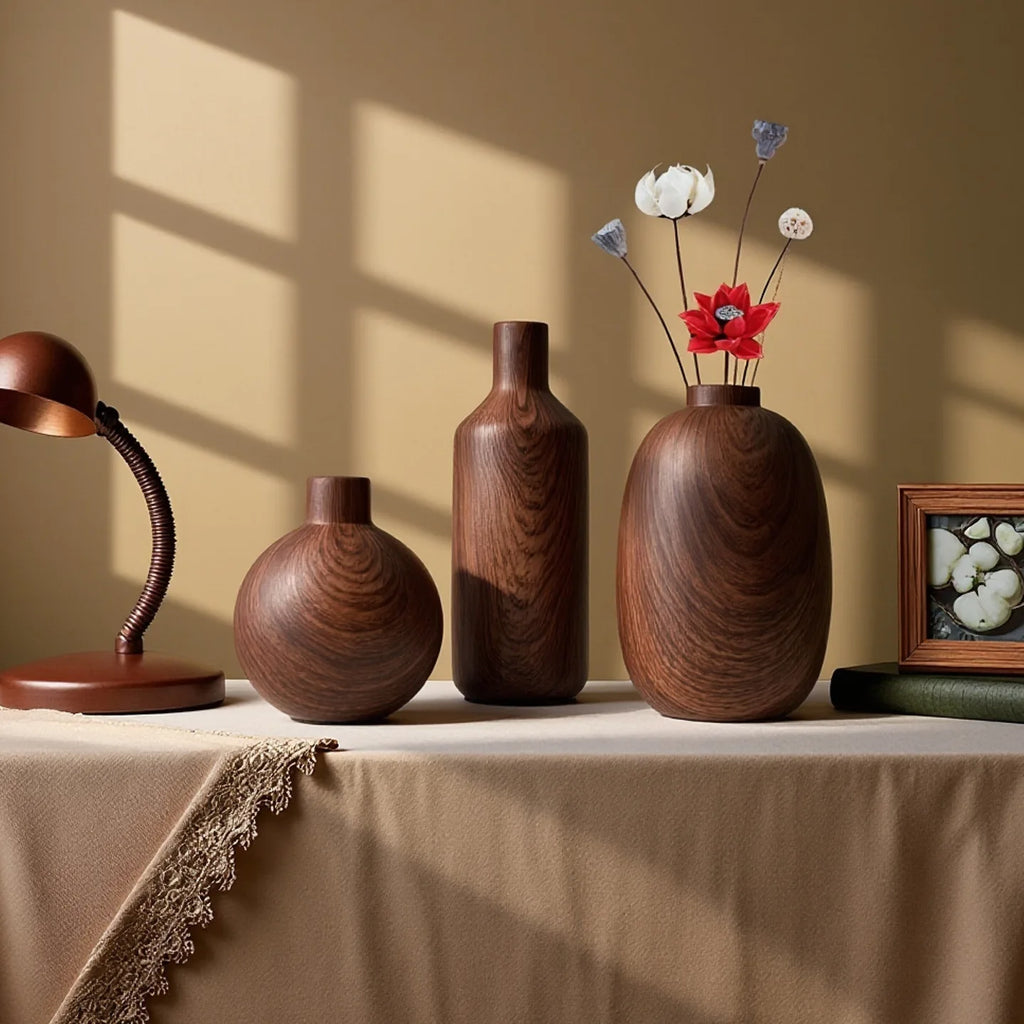 Woodgrain Ceramic Vase