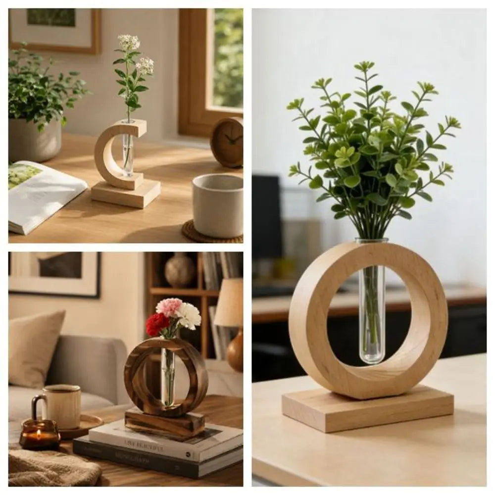 Scandinavian Wooden & Glass Vase “Nora”
