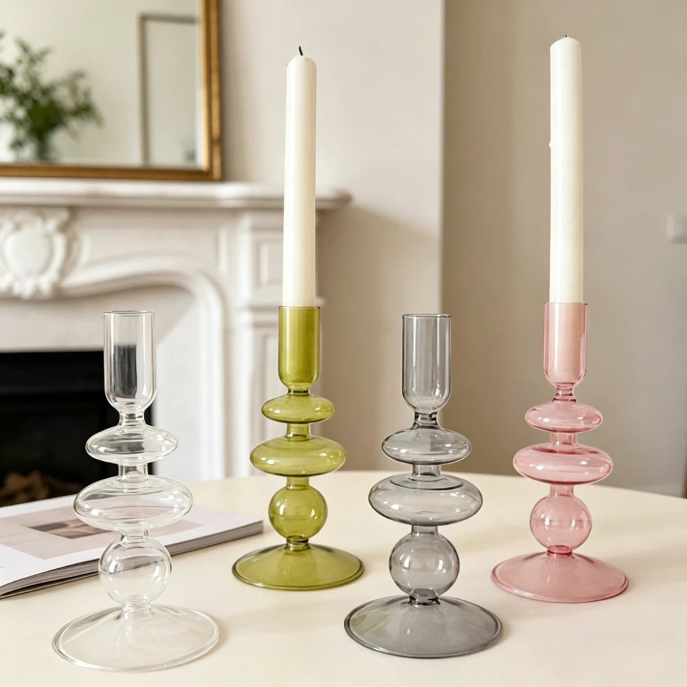 Handmade Glass Taper Candle Holder