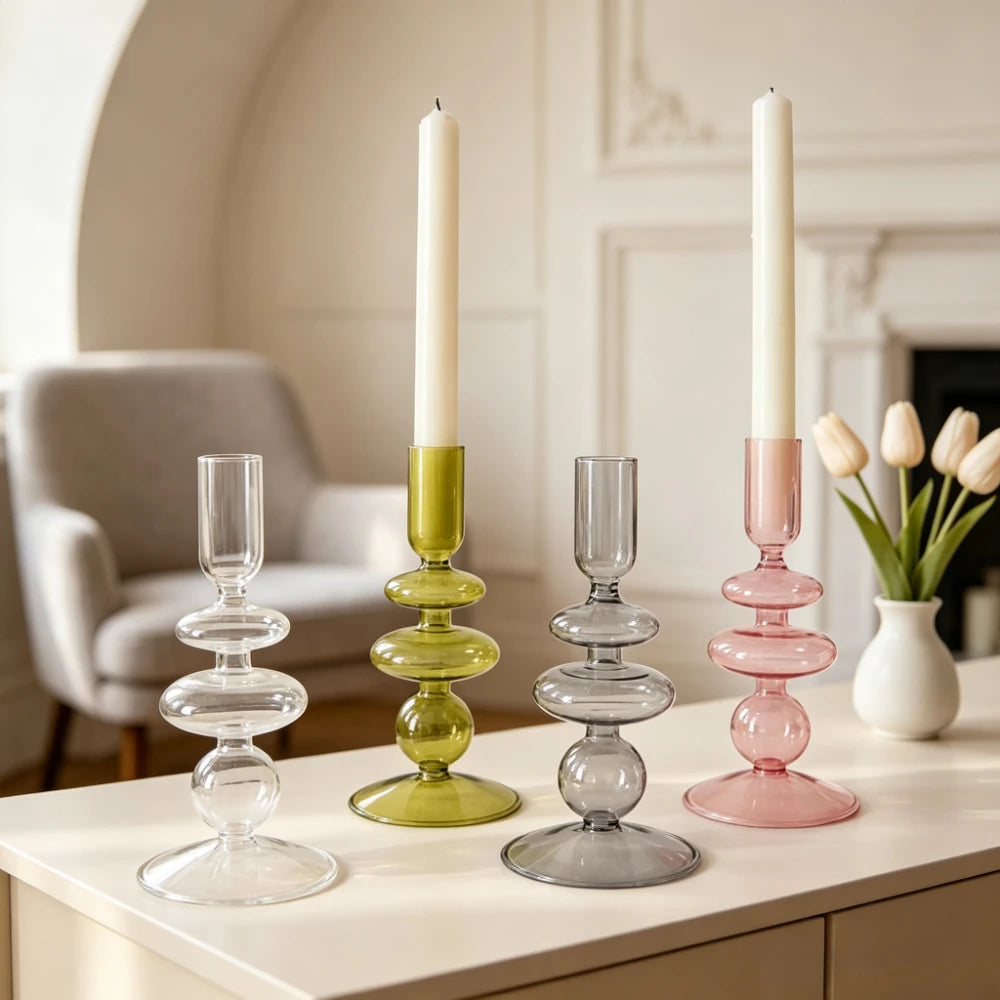 Handmade Glass Taper Candle Holder