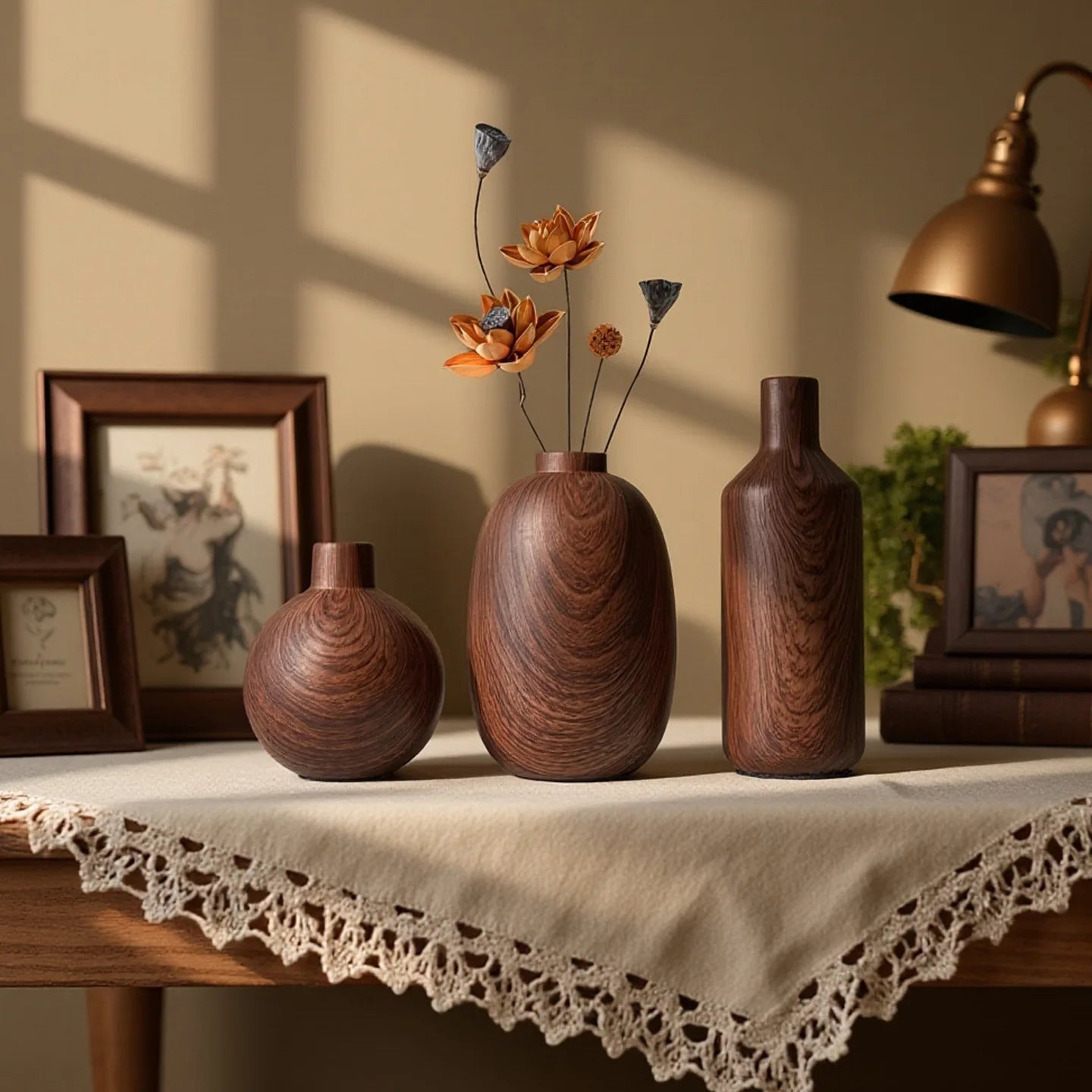 Woodgrain Ceramic Vase