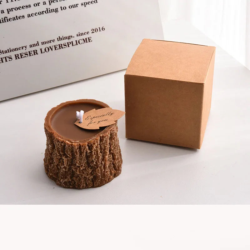 Handmade Tree Stump Soy Wax Candle