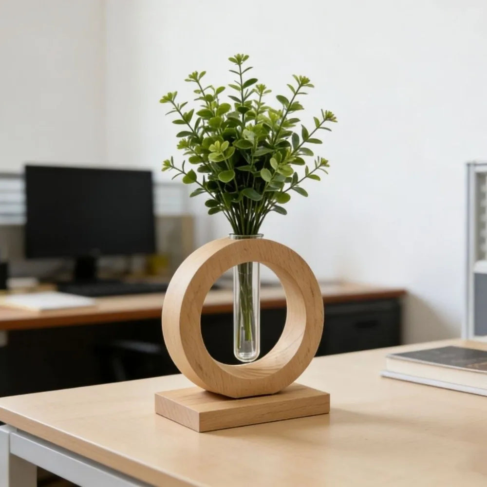Scandinavian Wooden & Glass Vase “Nora”