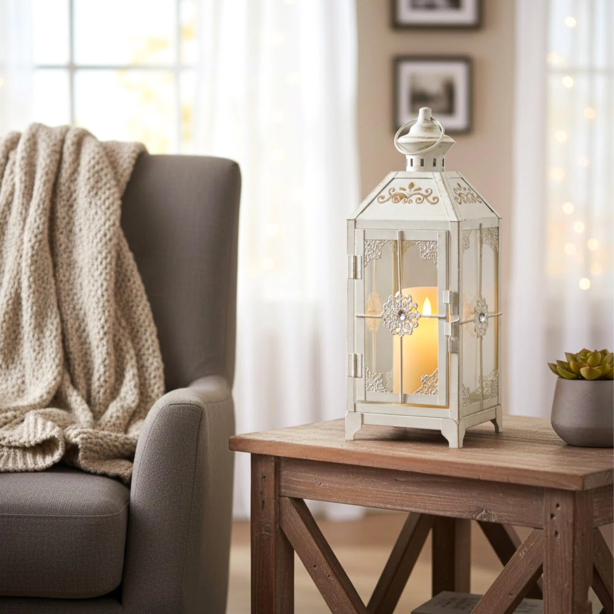 Vintage Metal Lantern Candle Holder