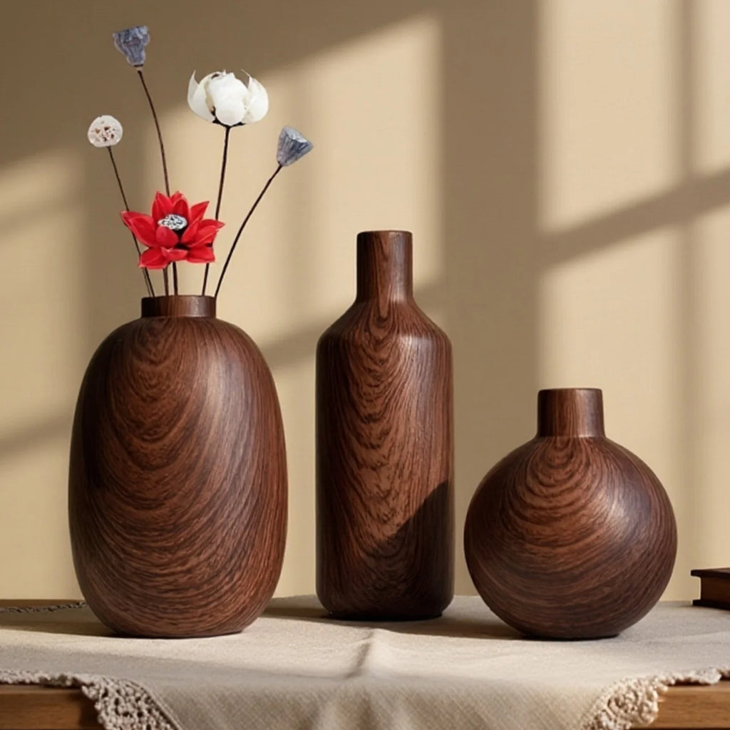 Woodgrain Ceramic Vase