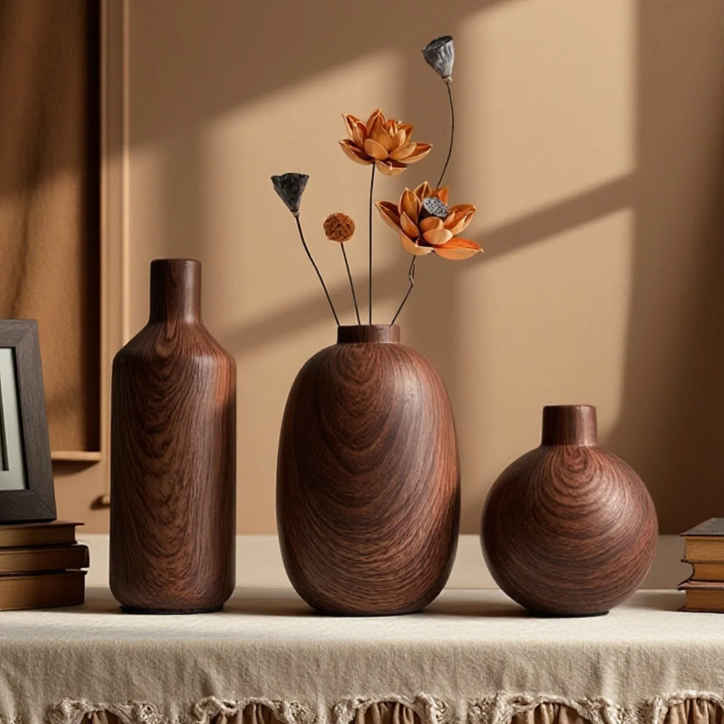 Woodgrain Ceramic Vase