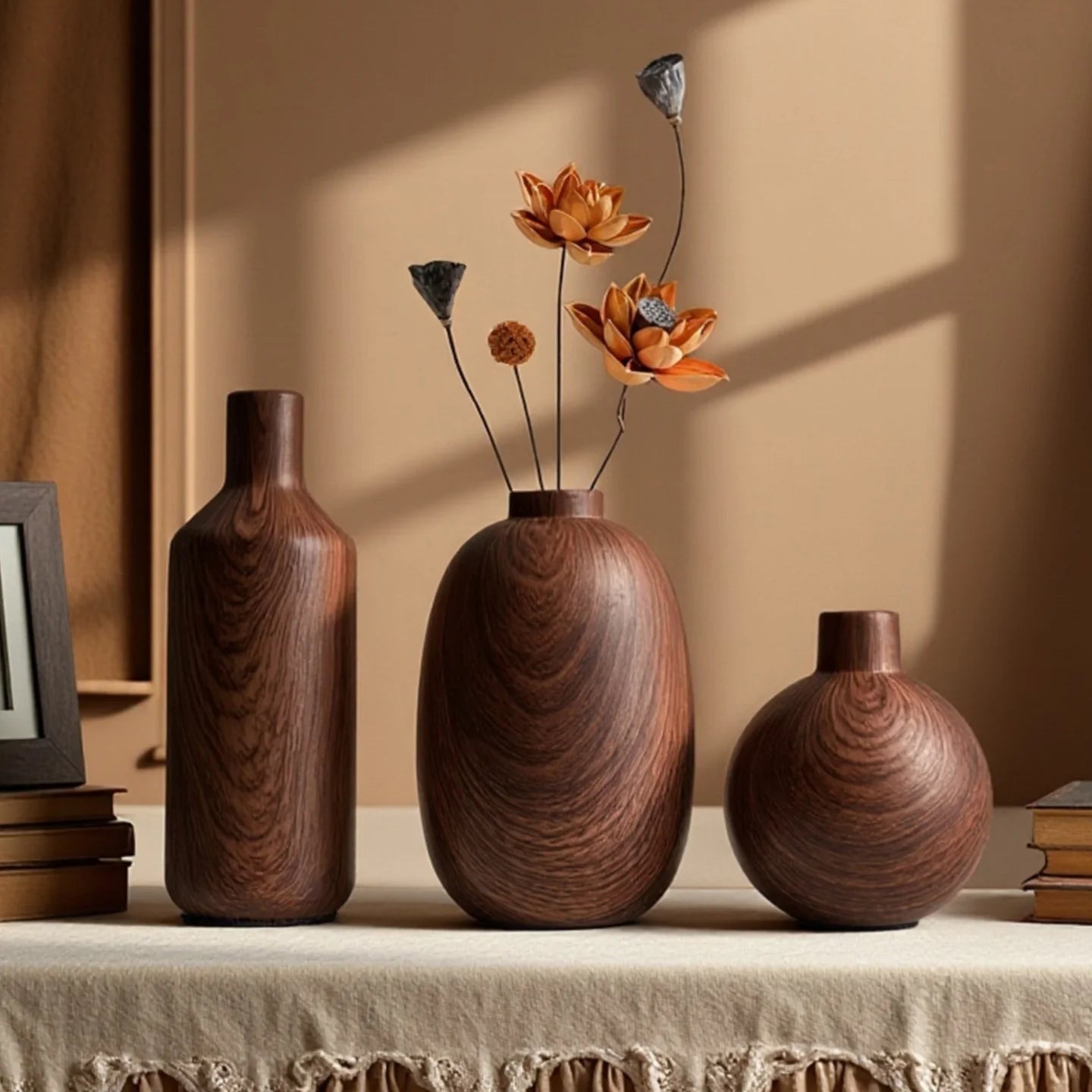 Woodgrain Ceramic Vase