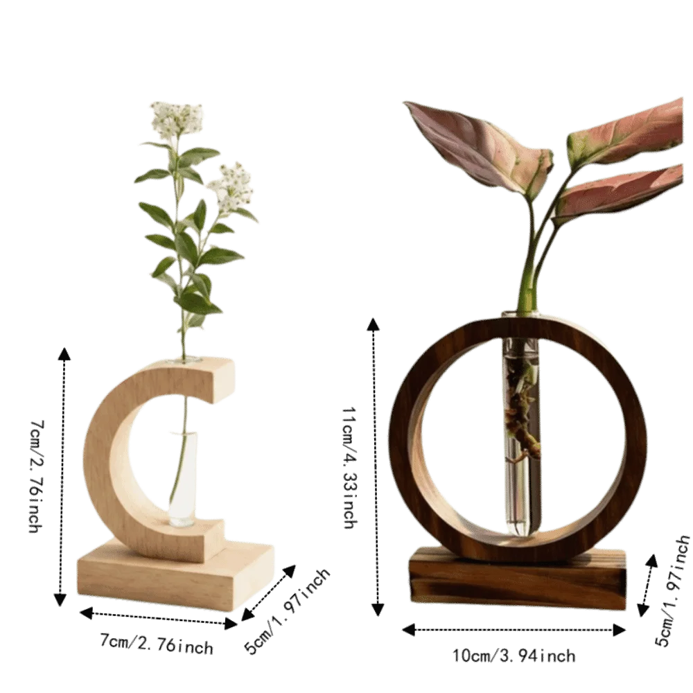 Scandinavian Wooden & Glass Vase “Nora”